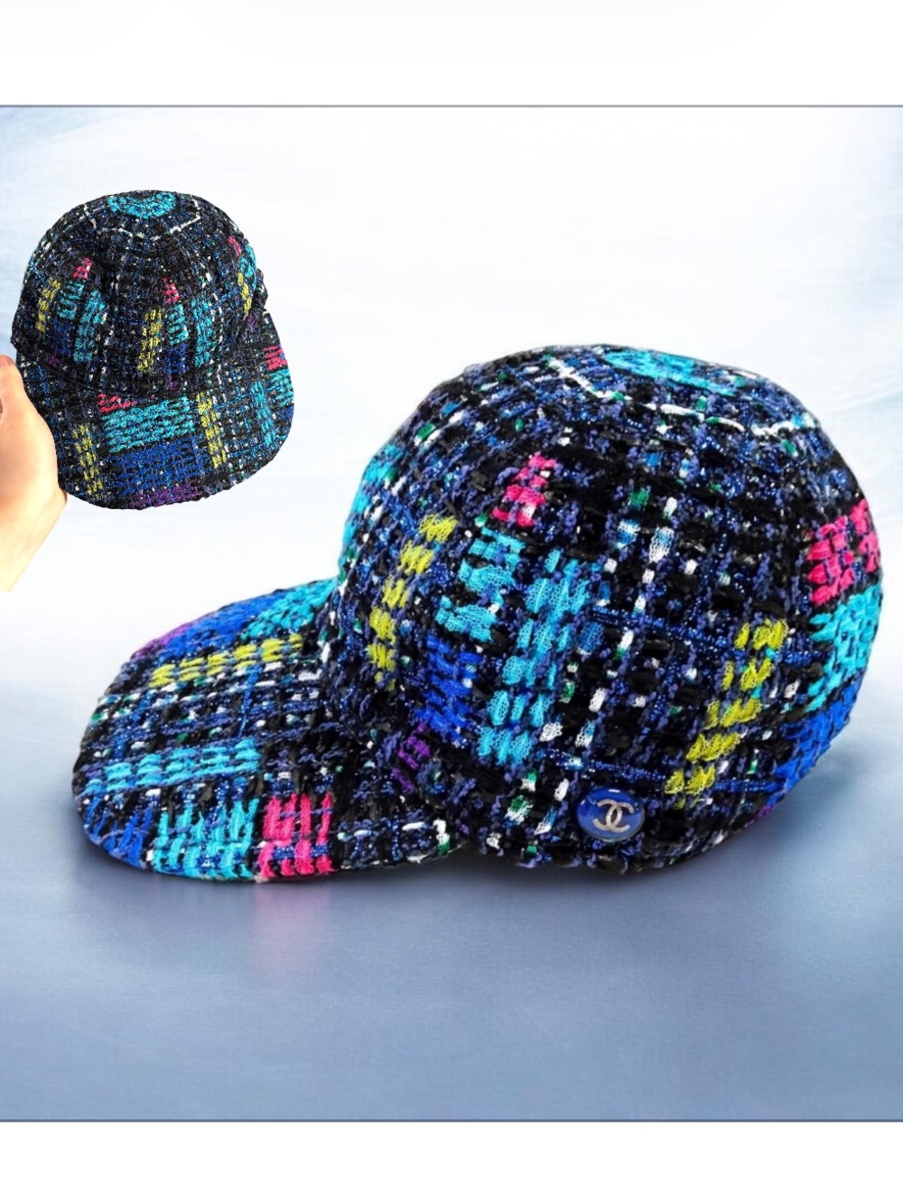 Chanel Tweed Baseball Cap in Multicolor 💜 - Picture 2 of 5
